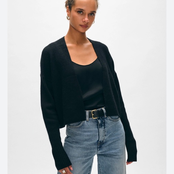 NAADAM Sweaters - NAADAM Black Open-Front Cashmere Crochet Cardigan size M